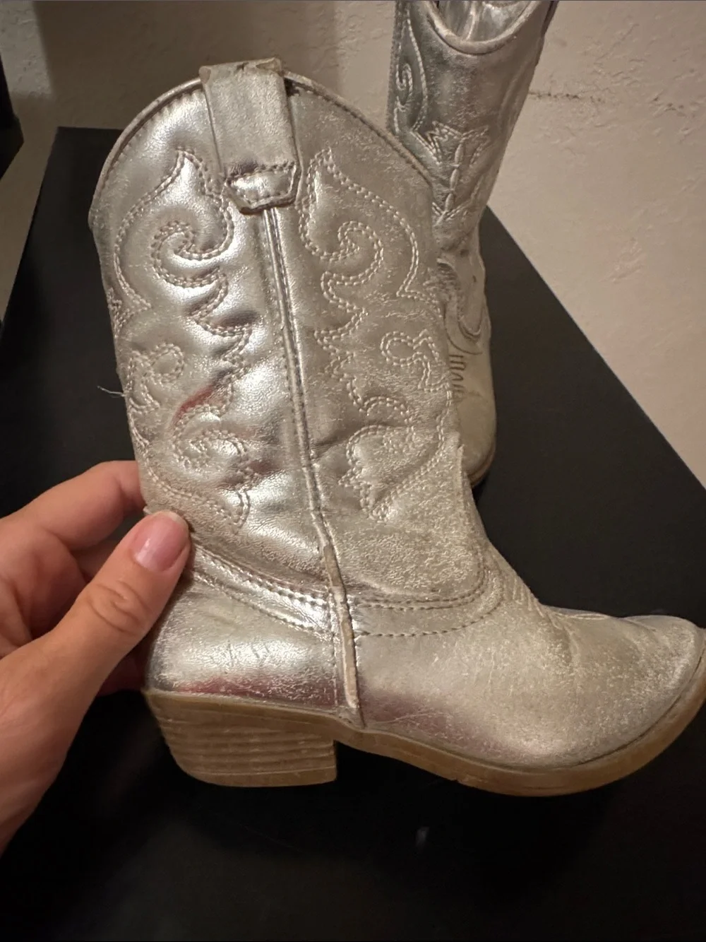 Girl’s Silver metallic Western Cowgirl Boots